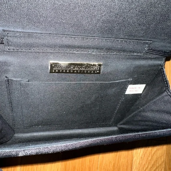Vintage Whiting and Davis black satin evening bag. Pocket inside. Used once. - Picture 4 of 6